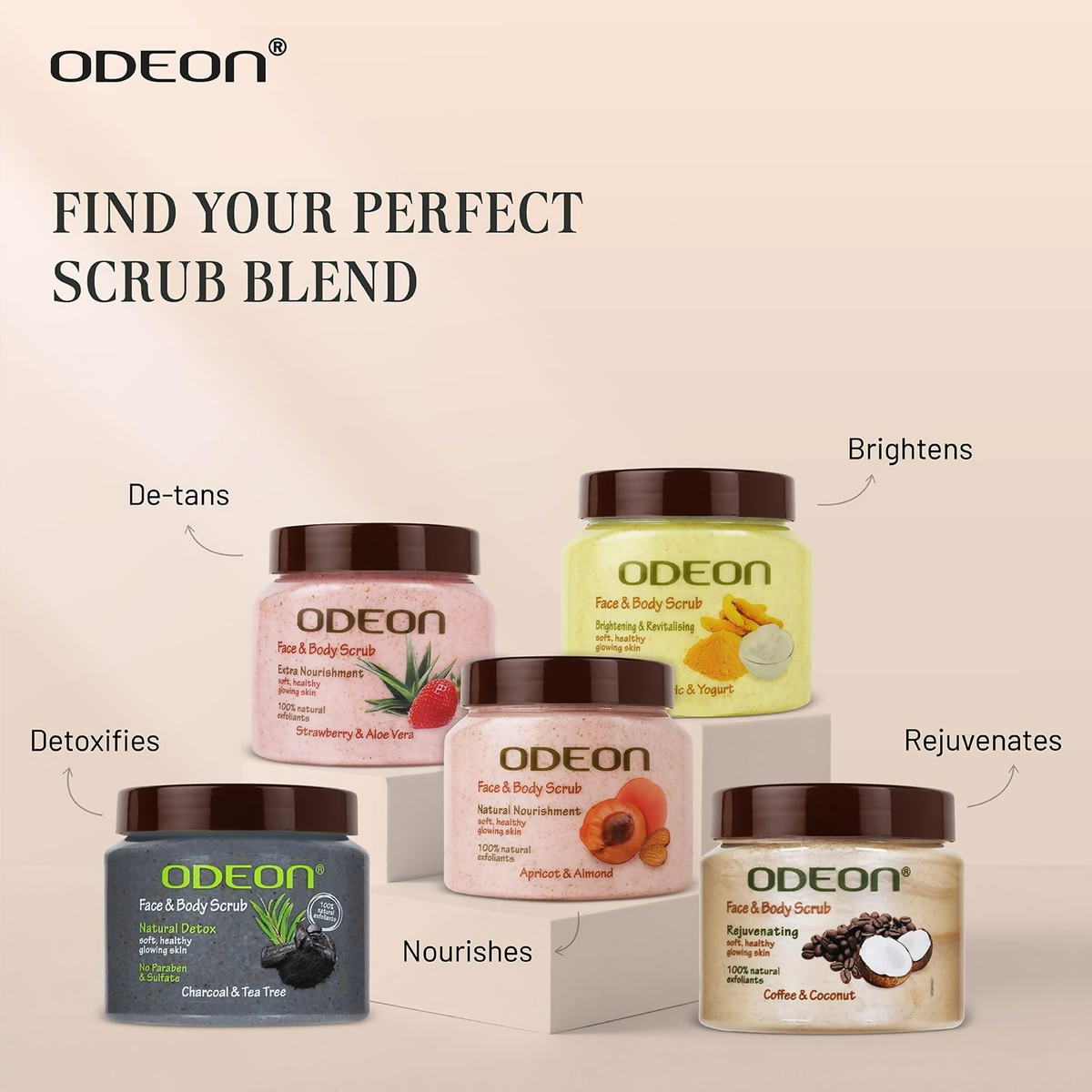 Odeon Coffee & Coconut Scrub Exfoliating Face & Body Scrub For Tan Removal