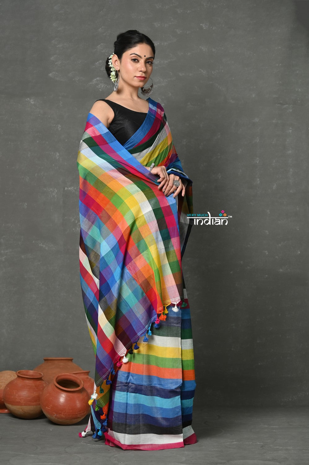 Very Much Indian Tyohaar - Exclusive! Pure Cotton Handloom Saree - Dream Rainbow Saree