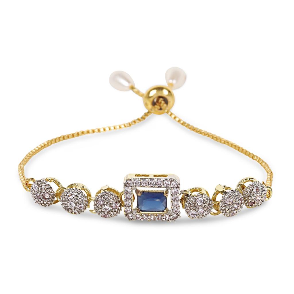 Rhodium-Plated Alloy American Diamond Studded Designer Bracelets - The Pari