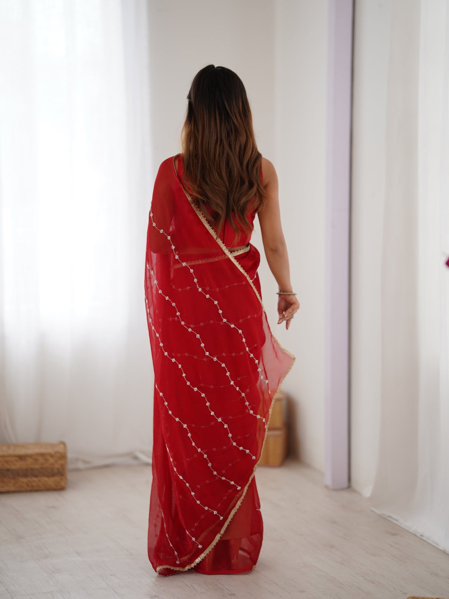Jyoti Fashion Women's Maroon Soft Sitara Embroidered Designer Saree with Blouse