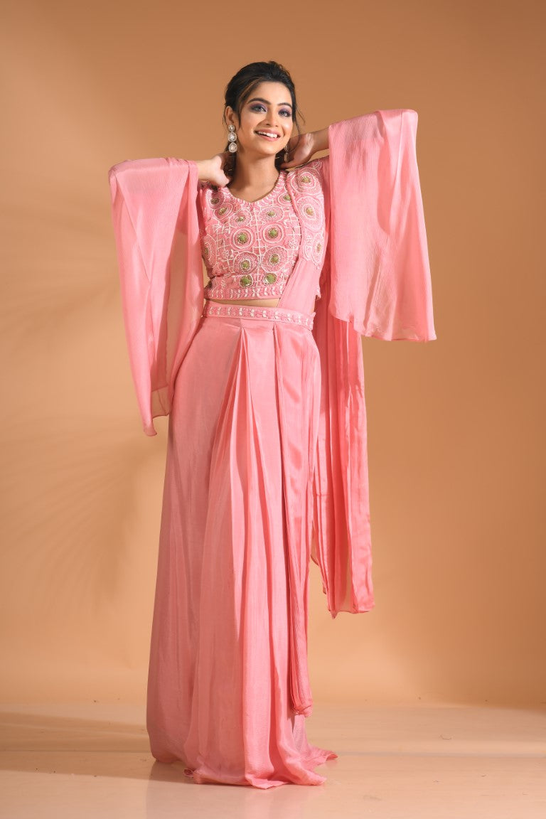 Morchari Co Ord Set With Dupatta Hand Embroidery - Green