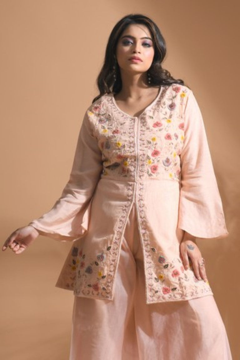 Morchari Co Ord Set With Hand Embroidery - Cream