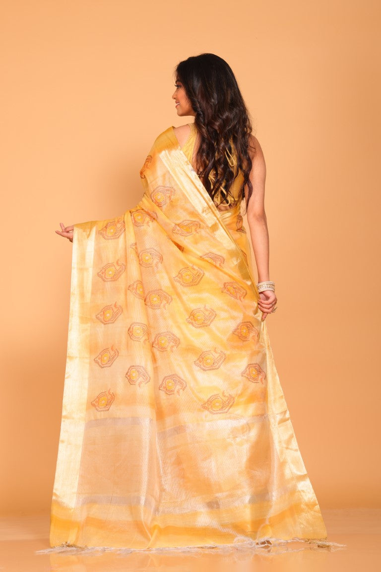 Morchari Kota Tissue Zari Embroidery Saree - Yellow