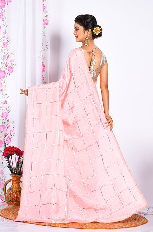Morchari Heavy Embroidery Saree - Pink