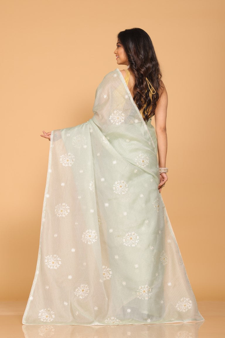 Morchari Kota Embroidery Saree - Green