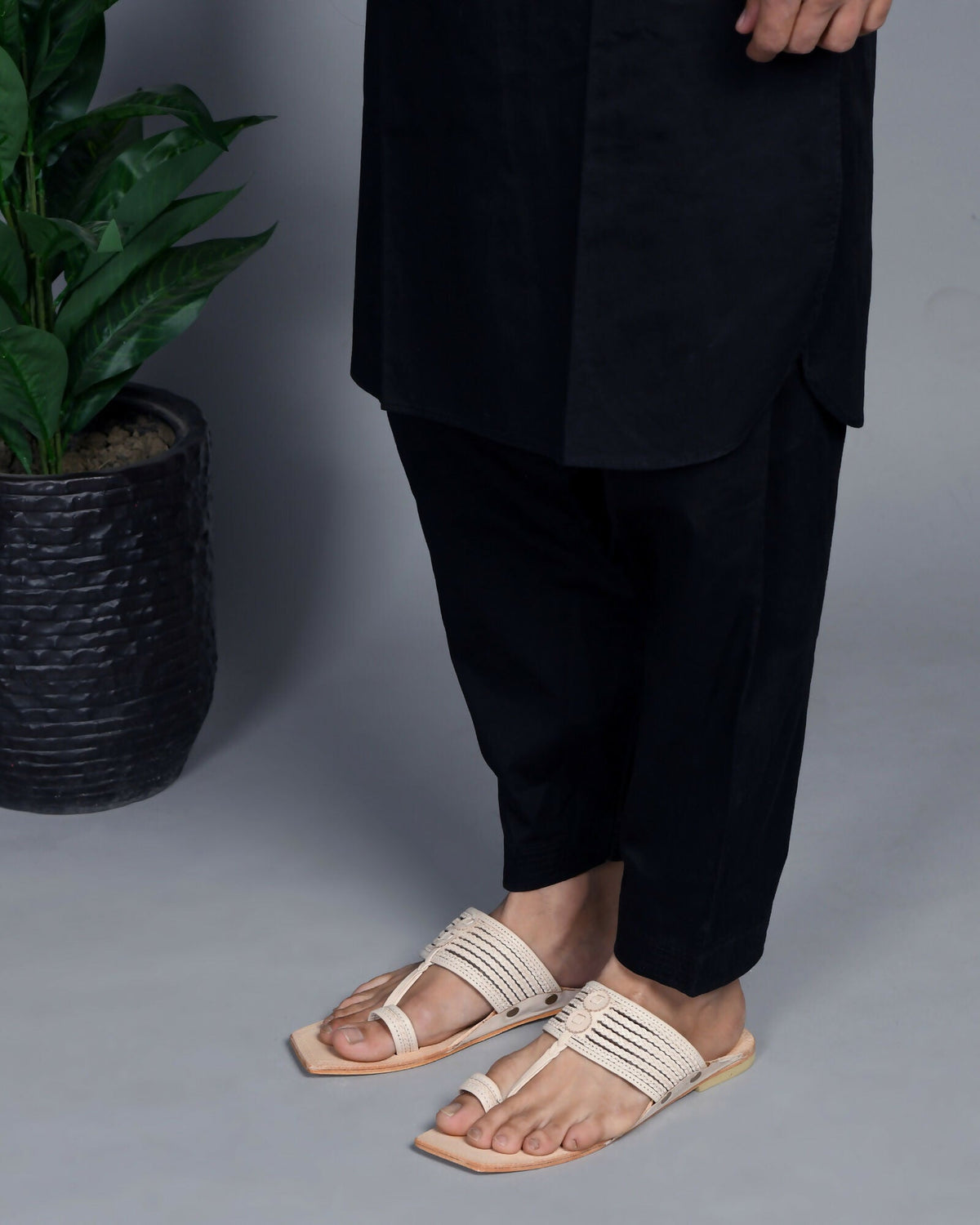 Stepsoft Men'S Natural Square Toe Kolhapuri Chappal | Original Handcrafted Leather Ethnic Slippers