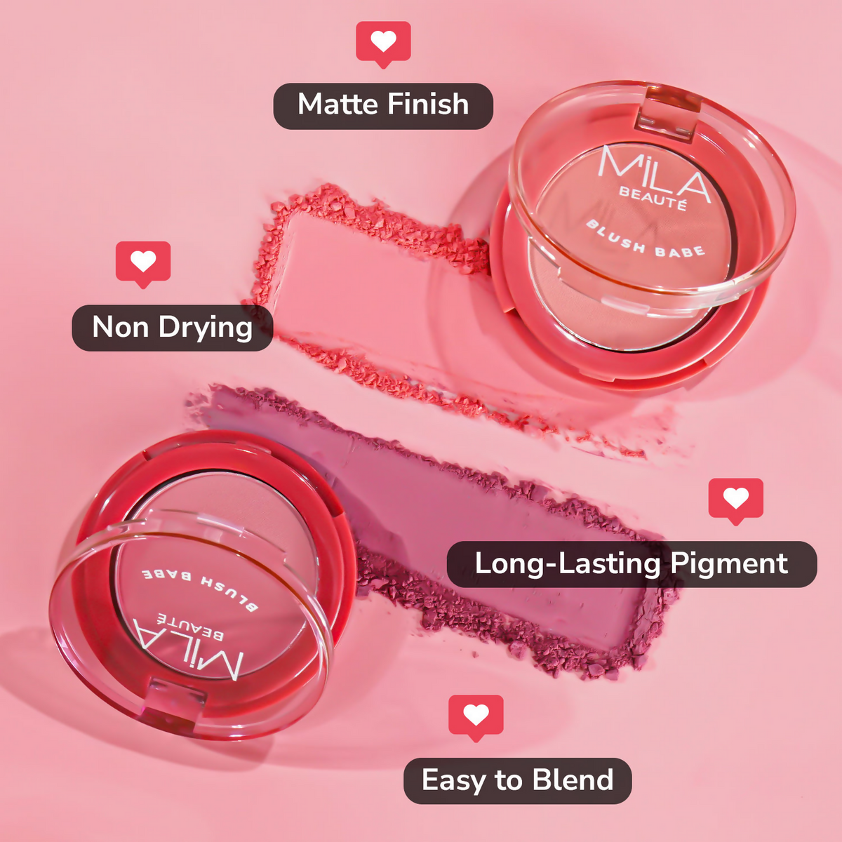 Mila Beaute Babe Blush Powder Blush - Candy Pink