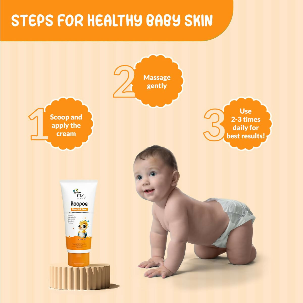 Fixderma Baby Hoopoe Diaper Rash Cream with Zinc Oxide & Panthenol