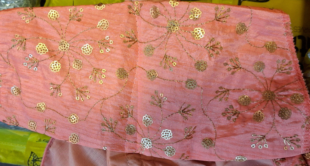 Kia Fashions Peach Twin Tone Golden All Over Sequins Readymade Blouse