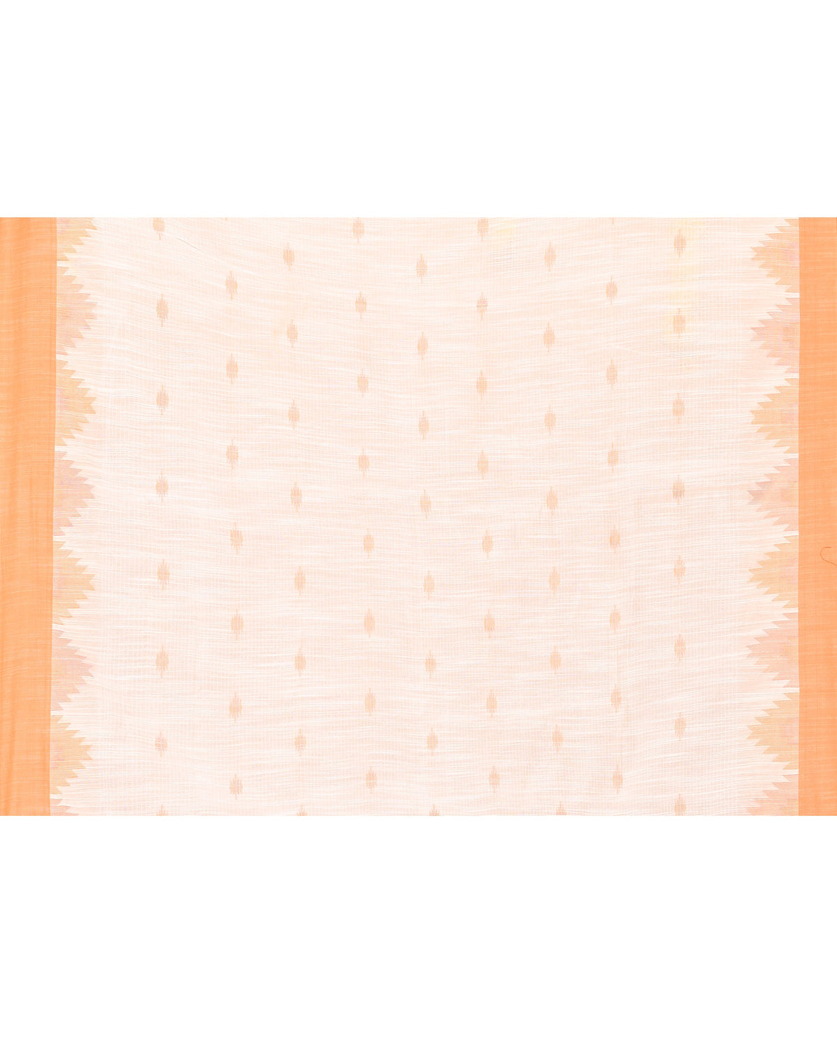 Piyari Fashion Women's White Cotton Blend Handloom Saree With Brown Temple Border