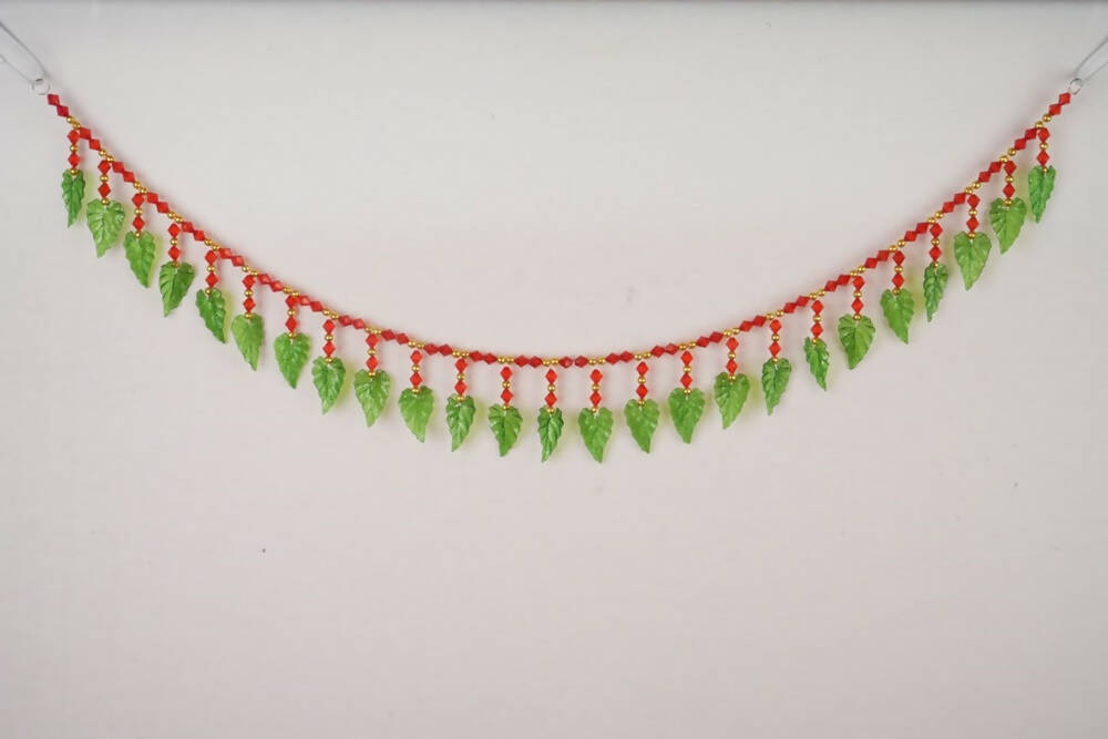 Kundan HandiKrafts Green Leaf Red Beats Thoranna