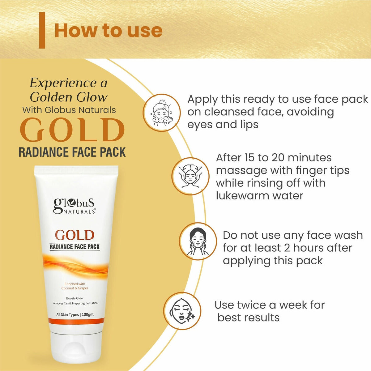 Globus Naturals Gold Radiance Anti Ageing & Brightening Face Pack