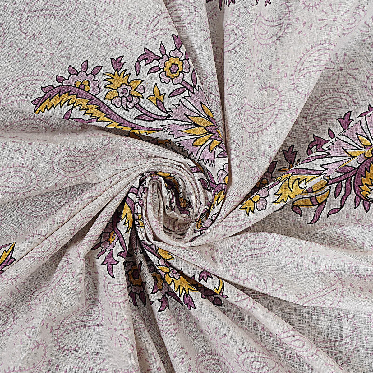 Rudra Bazaar Purple Gold 210 TC Cotton Double King Bedsheet With 2 Pillow Covers