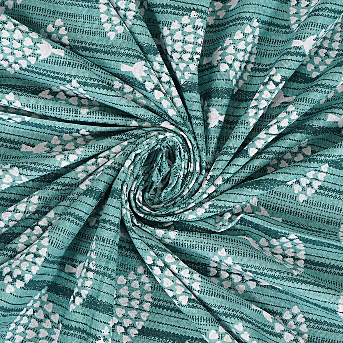Rudra Bazaar Sea Green 210 TC Cotton Double King Bedsheet With 2 Pillow Covers