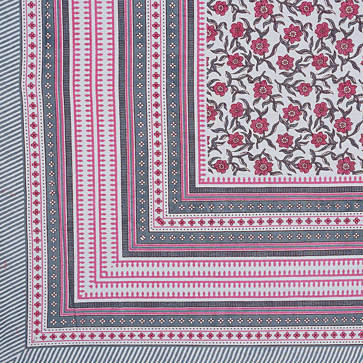 Rudra Bazaar Pink 210 TC Cotton Double King Bedsheet With 2 Pillow Covers