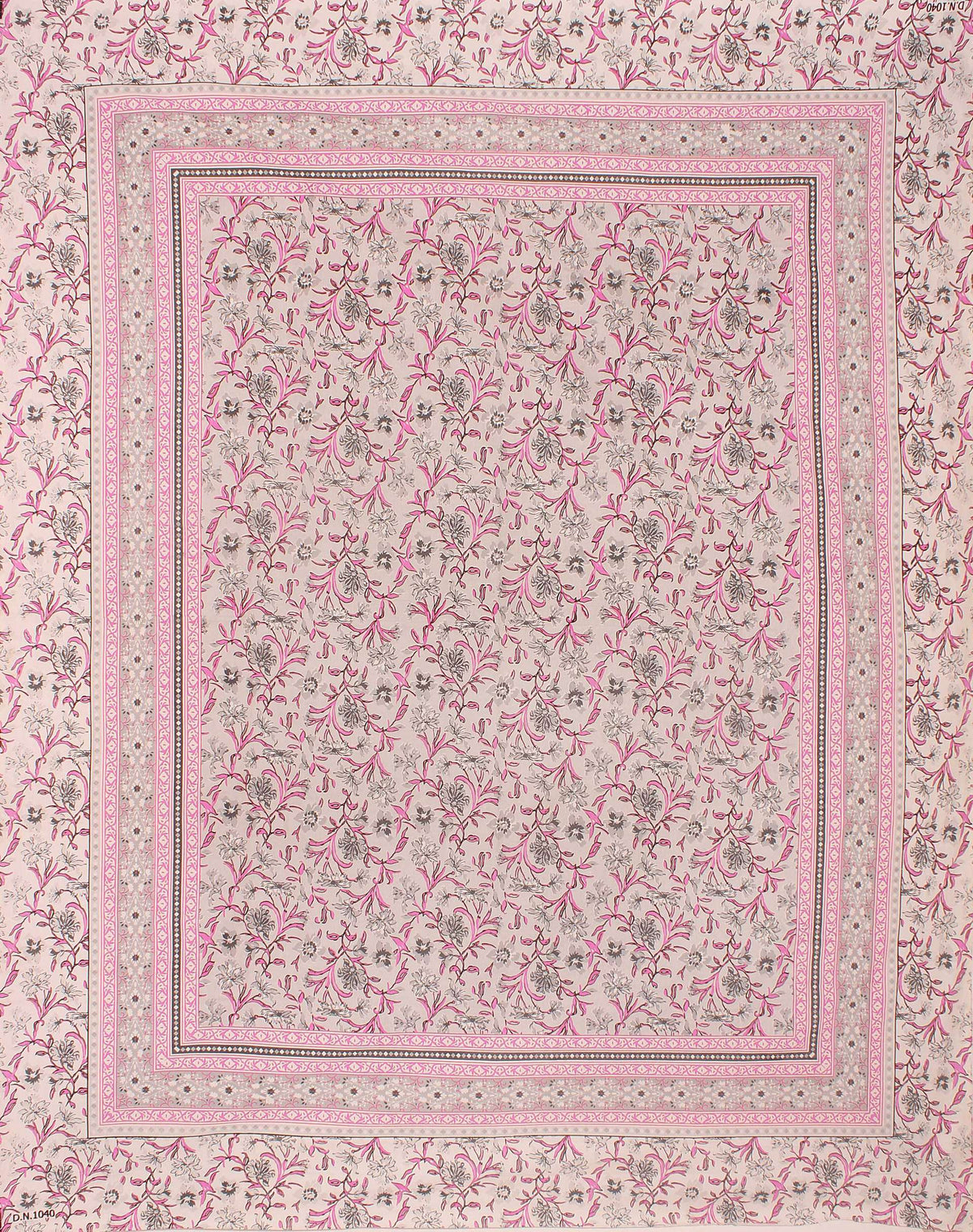 Rudra Bazaar Pink 210 TC Cotton Double King Bedsheet With 2 Pillow Covers
