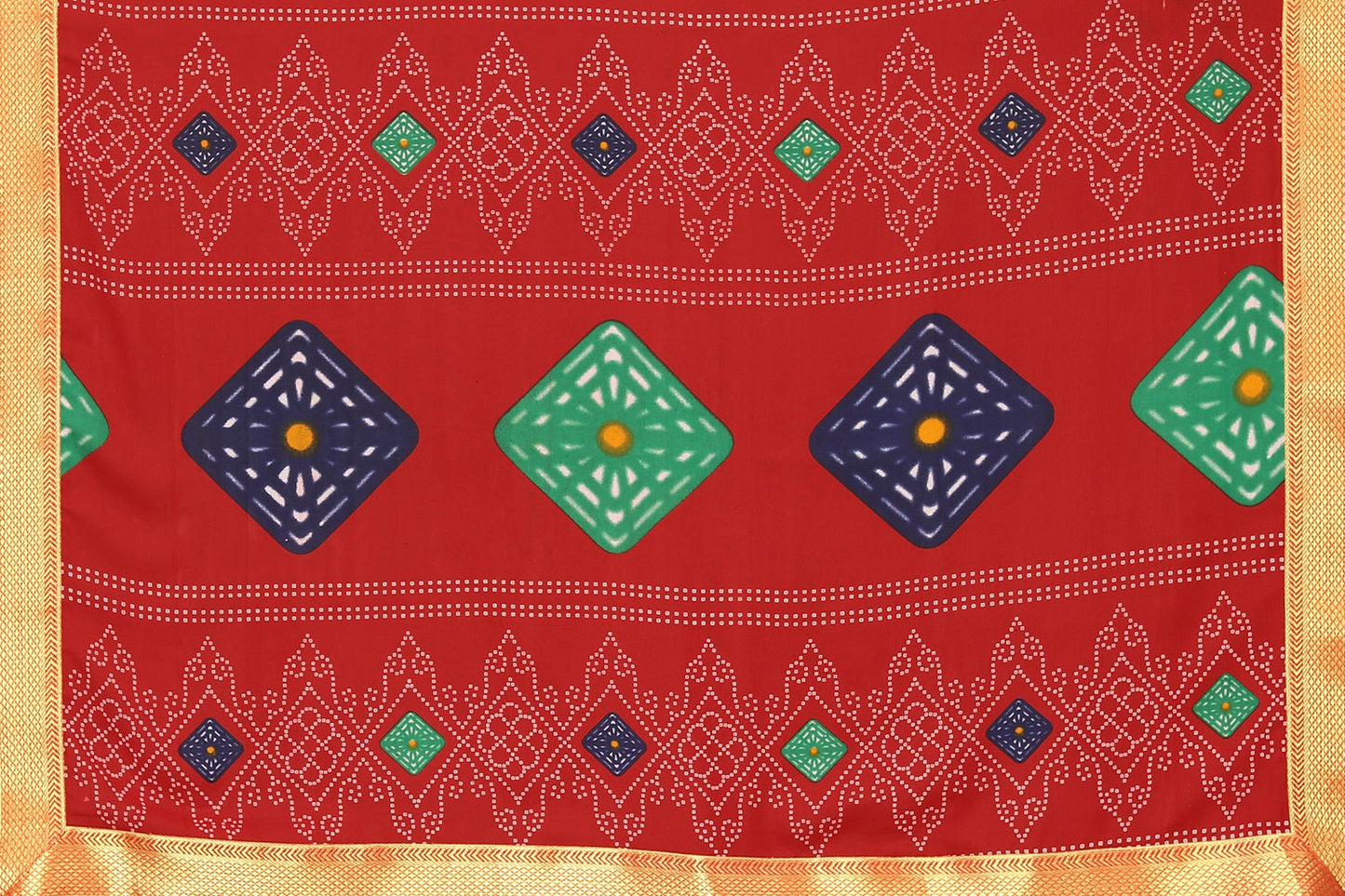 Vamika Red Georgette Printed With Lace Saree