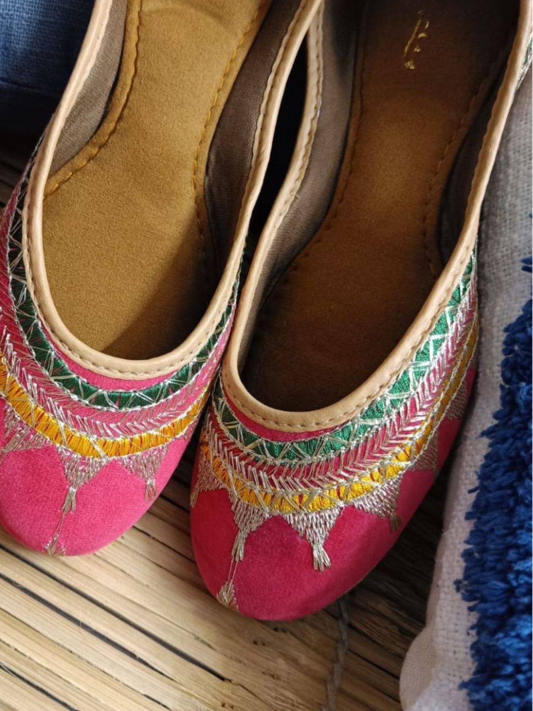 Desi Colour Women Indian Ethnic Footwear-New Mid Range- Pink Zari