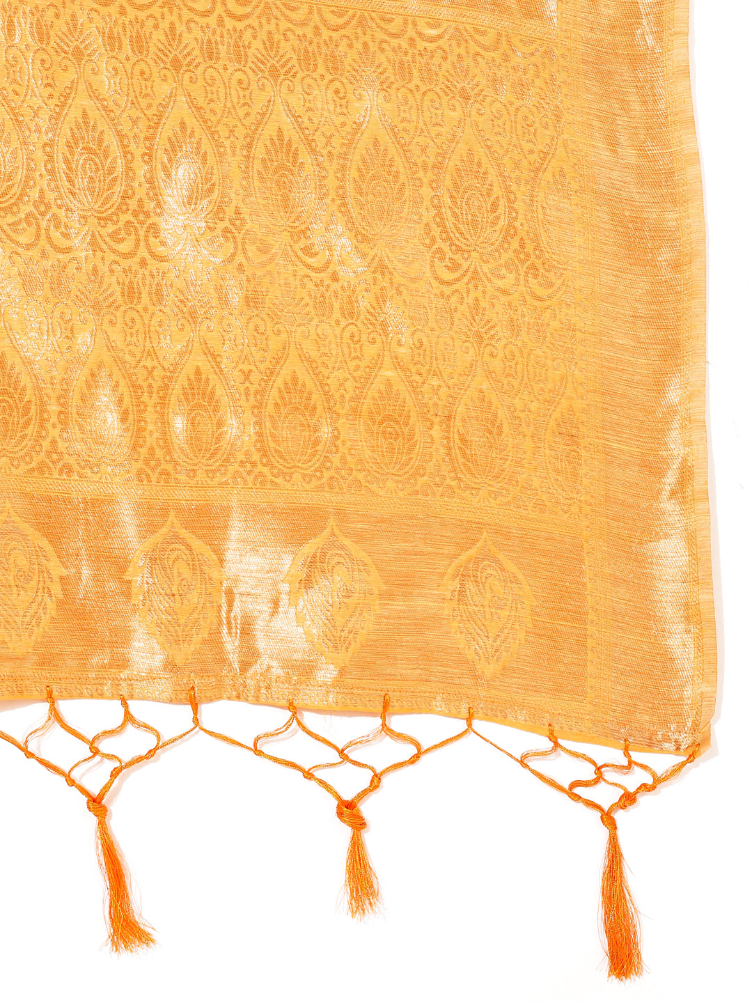 Janasya Light Yellow Chanderi Silk Woven Ethnic Motifs Chanderi Silk Saree
