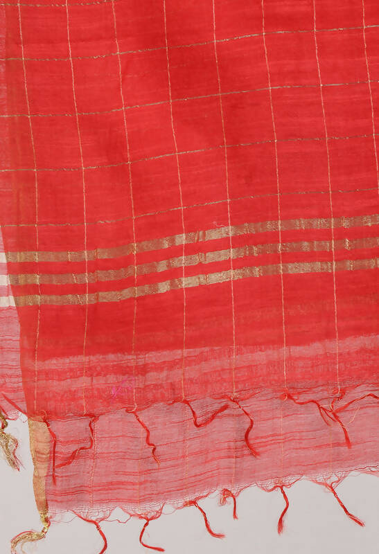 Mominos Fashion Moeza Women's Cotton Zari Box Red Dupatta