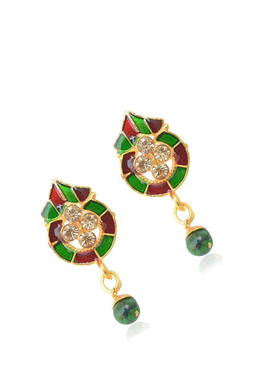 Gold-Polished Alloy Enamel Stud Earrings - The Pari