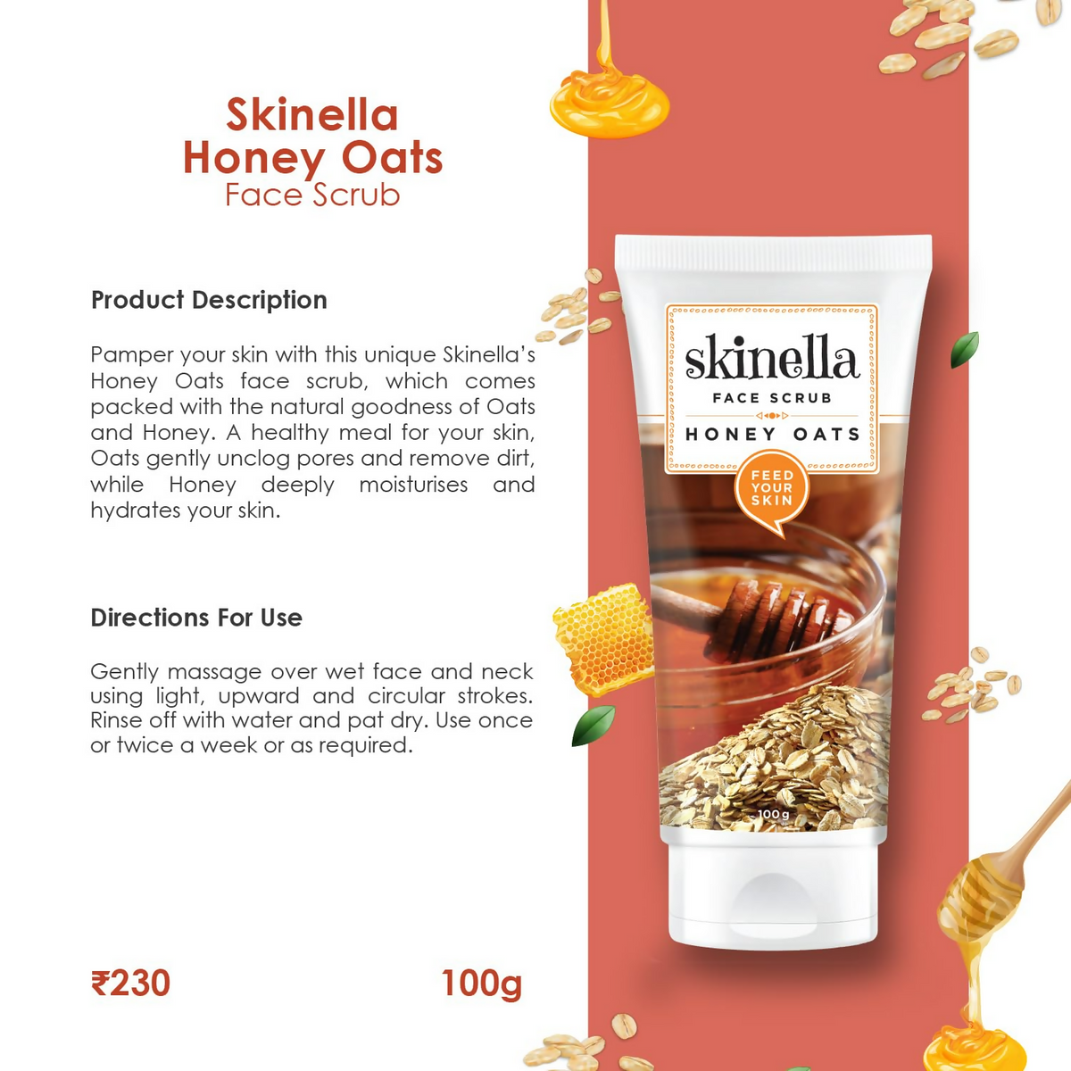 Skinella Honey Oats Natural Face Scrub