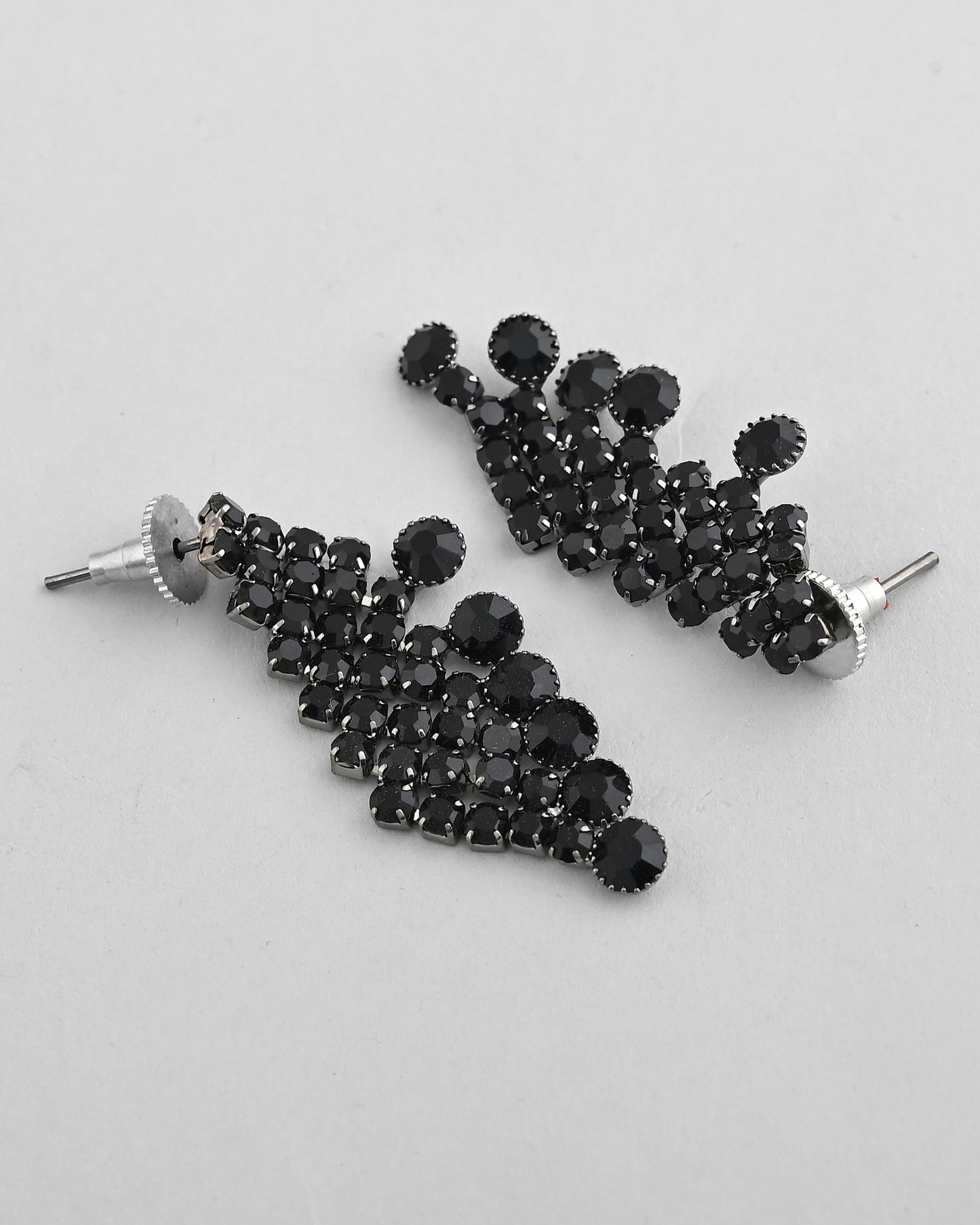VOJ Black American Diamond Chokar Jewellery Set With Earrings
