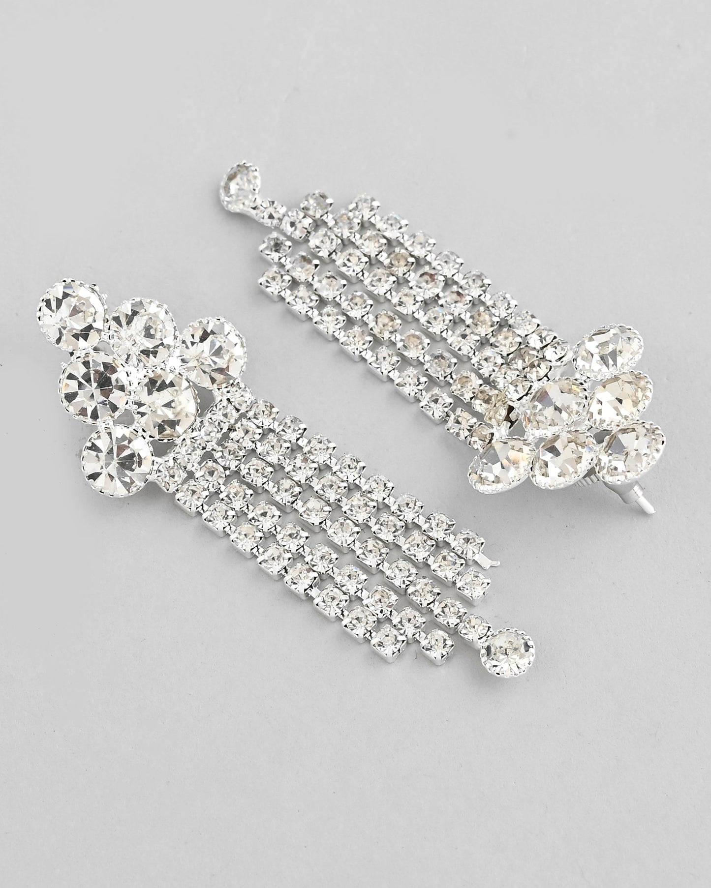 VOJ Silver Plated Stone Studded Multi Layer Jewellery Set