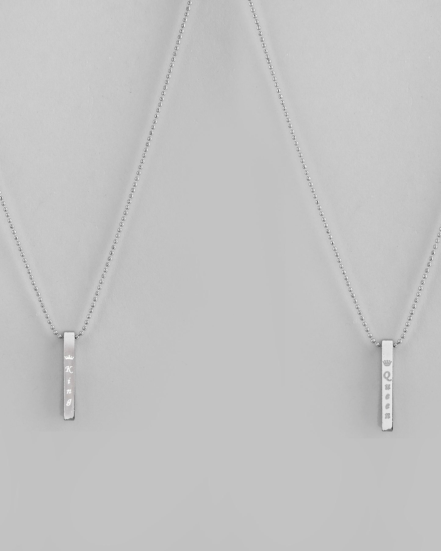 VOJ Silver Plated Couple King & Queen Chain Set