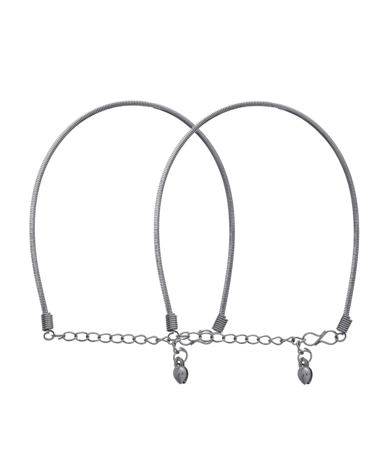 VOJ Set of 2 Rhodium Plated Snake Chain Anklet