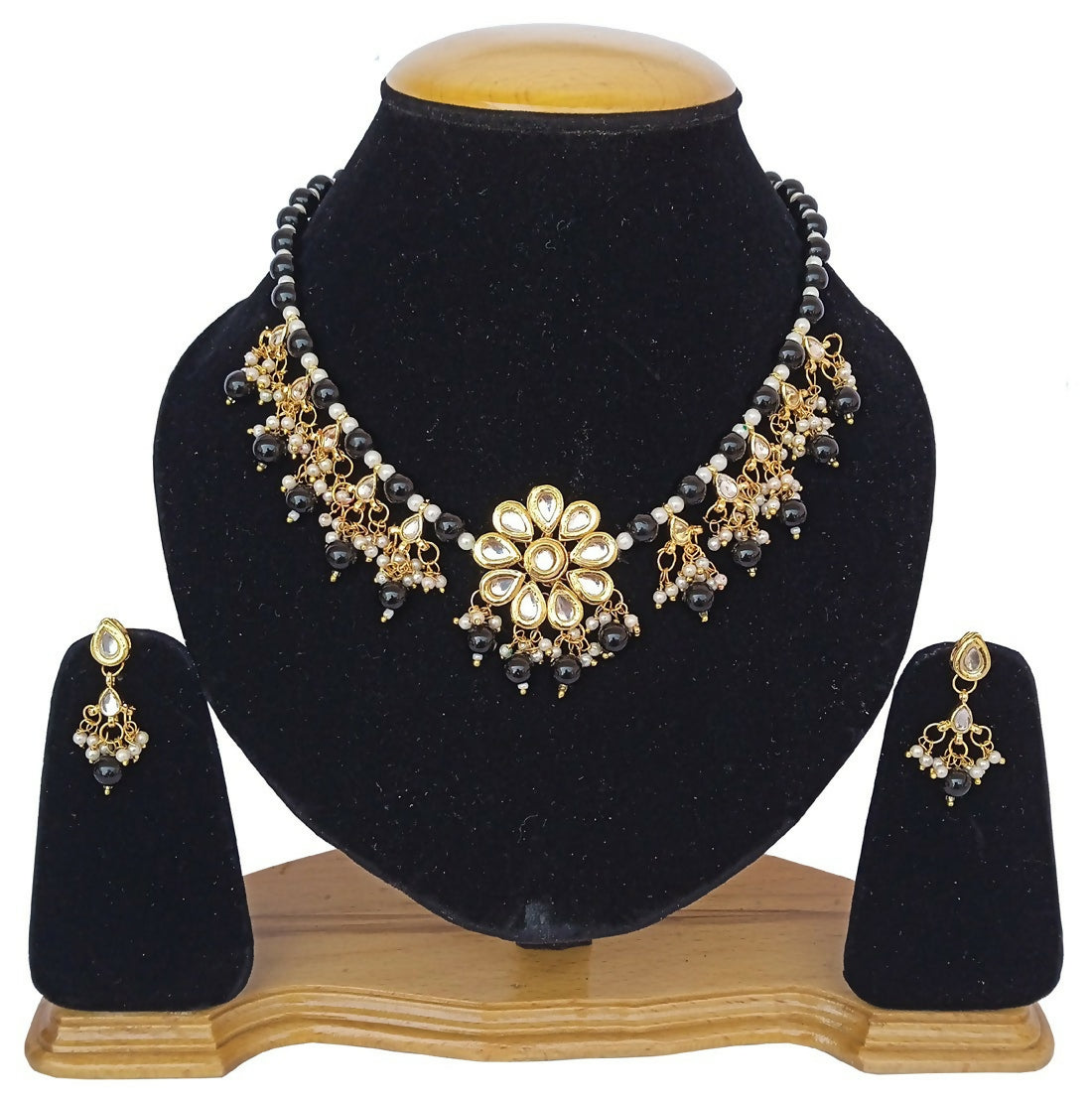 Joban Fashion Black kundan work Necklace Set