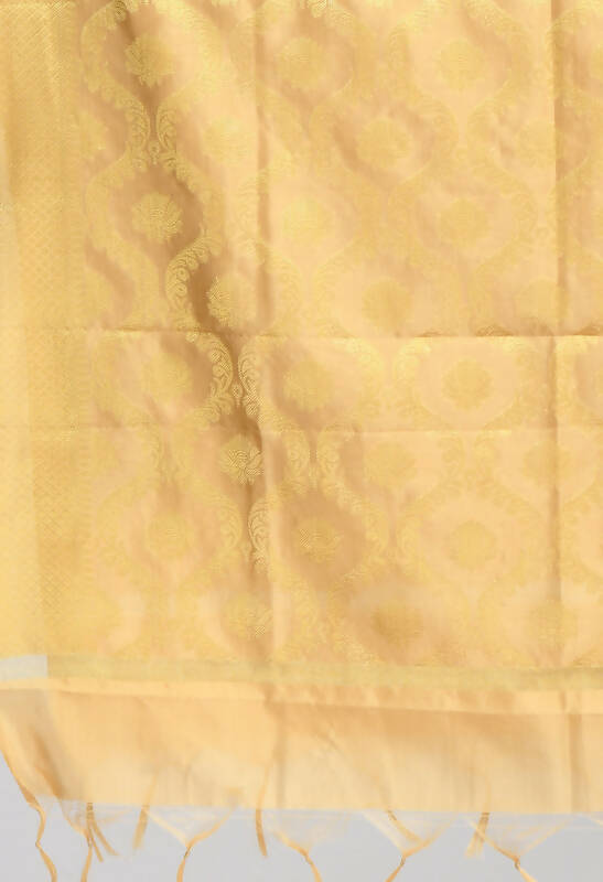 Mominos Fashion Moeza Women's Banarsi Silk All Over Woven Design Golden Dupatta