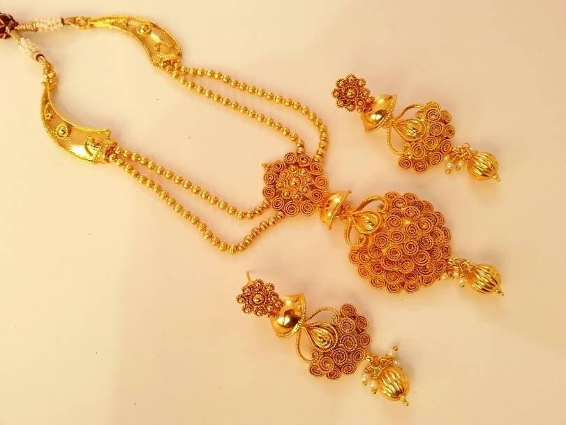 Gold-Polished Bridal Necklace Set