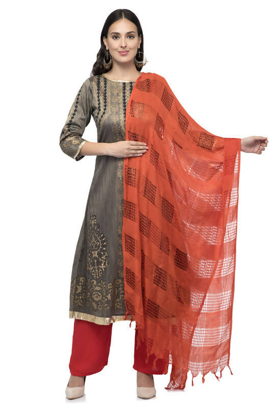 Mominos Fashion Moeza Orange Window Cotton Dupatta