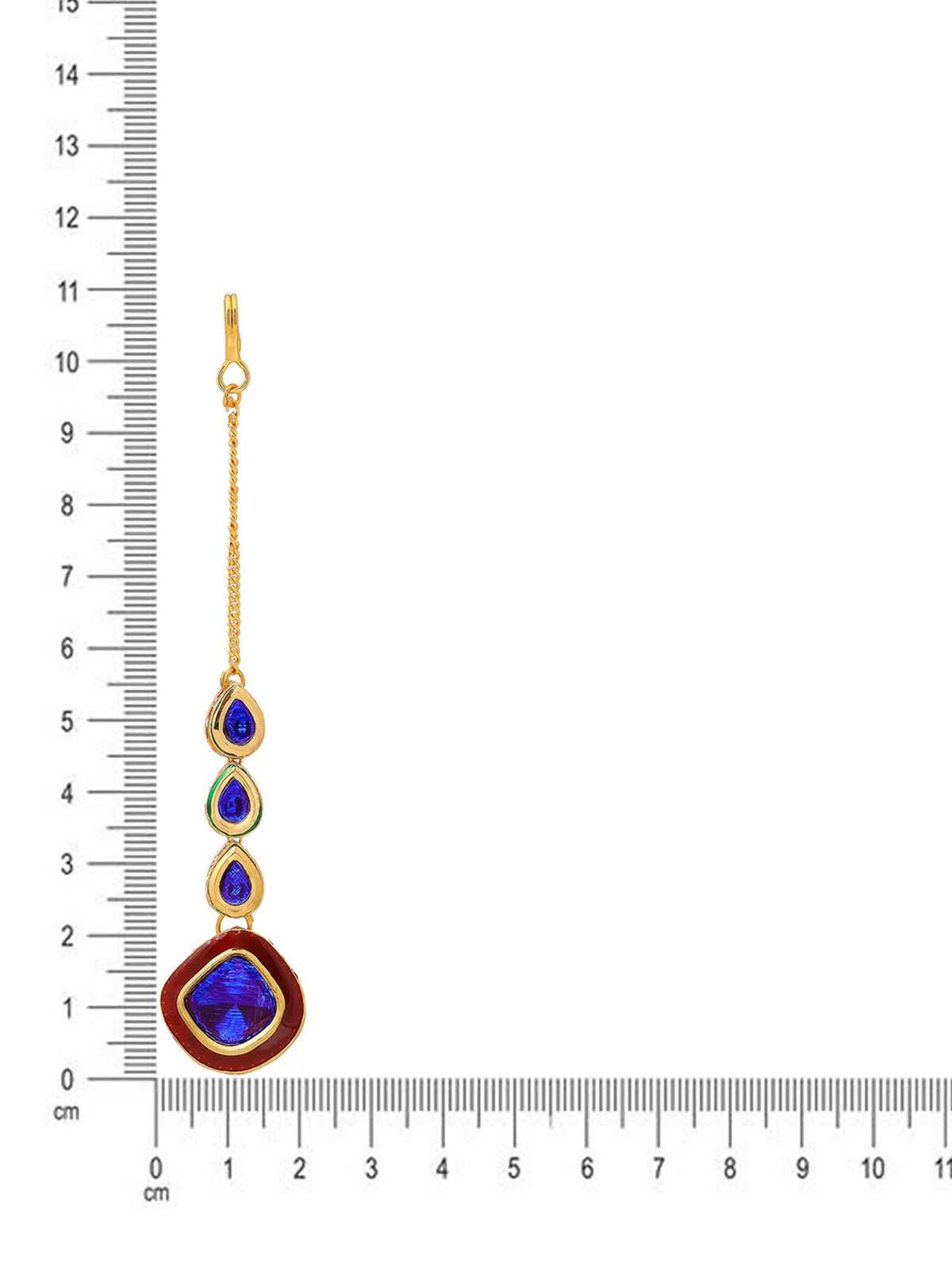 Ruby Raang Blue Meenakari Kundan Maang Tikka