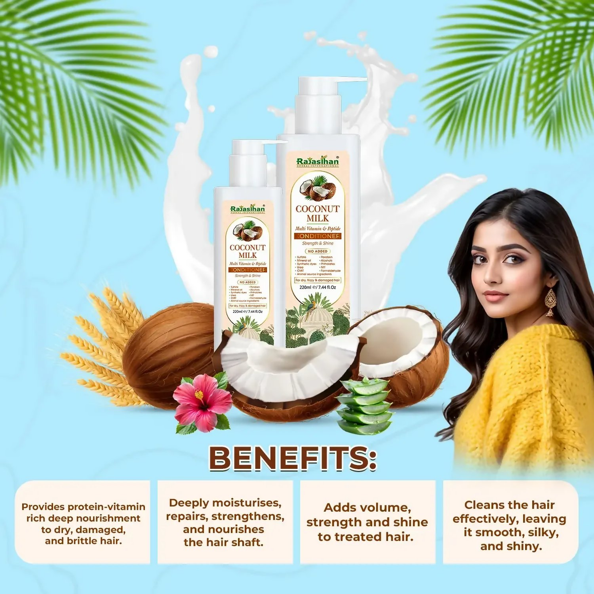 Rajasthan Herbals Coconut Milk Multi Vitamin & Peptide Conditioner