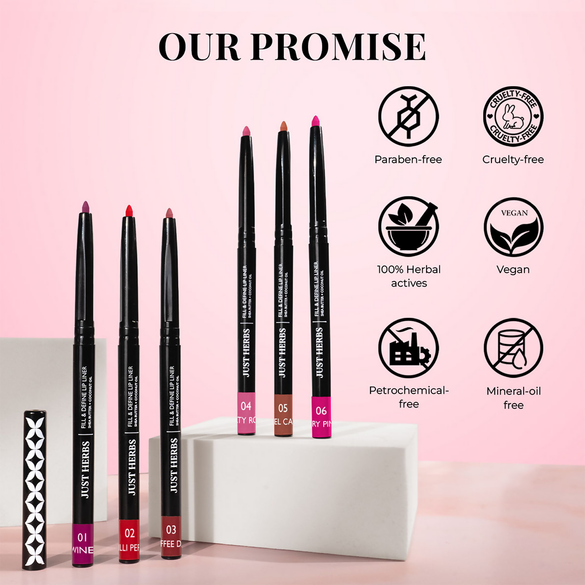 Just Herbs Fill & Define Lip Liner - Fiery Pink