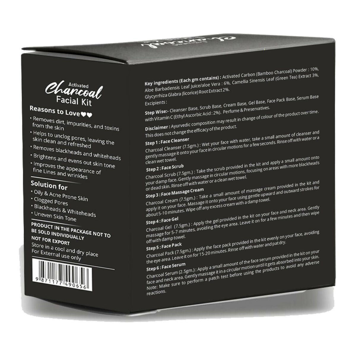 Globus Naturals Anti-Pollution Charcoal Men 6 Step Facial Kit