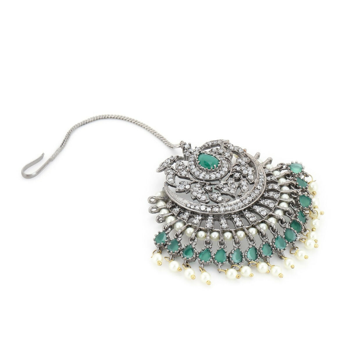 Diamond and Pearl Maang Tikka- Ruby Raang