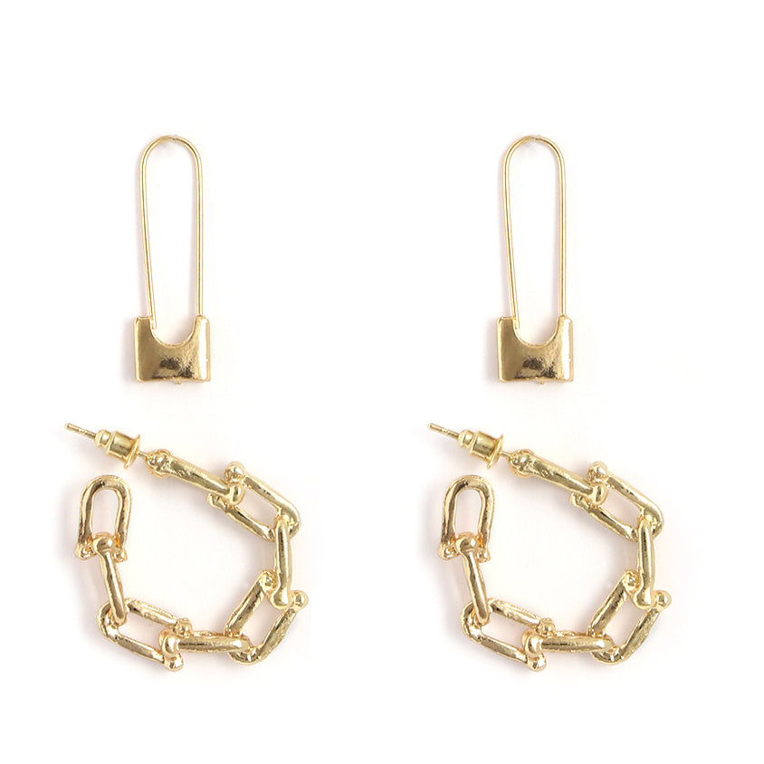 Gold-Polished Alloy Set Of 6 Designer Earrings - The Pari