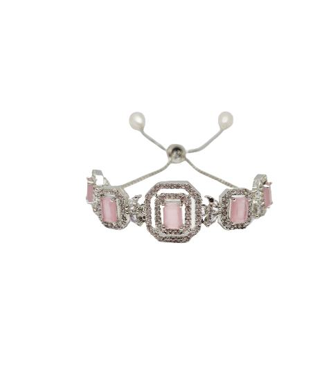 Rhodium-Plated Alloy American Diamond Studded Designer Bracelets - The Pari