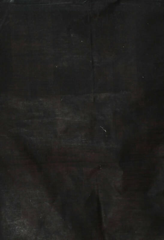 Mominos Fashion Moeza Gajari & Black Bhagalpuri Handloom Ikat Pure Cotton Saree with unstitched Blouse piece