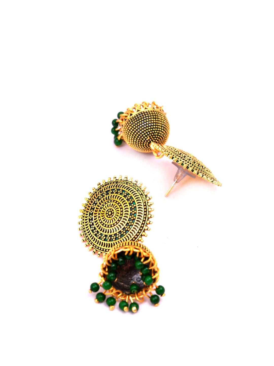 Gold-Polished Alloy Designer Brass Jhumki Earrings - The Pari