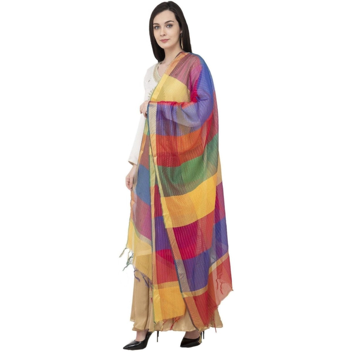 A R Silk Multi Crush Fancy Dupatta Multi Color Dupatta or Chunni