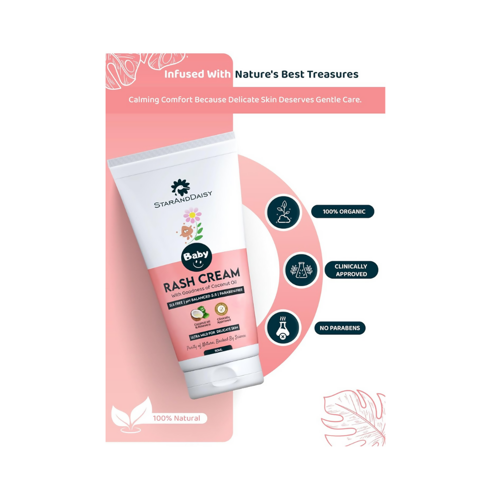 StarAndDaisy Baby Rash Cream with Coconut Oil & Aloe Vera, SLS Free & Paraben free with pH 5.5, Ultra Mild