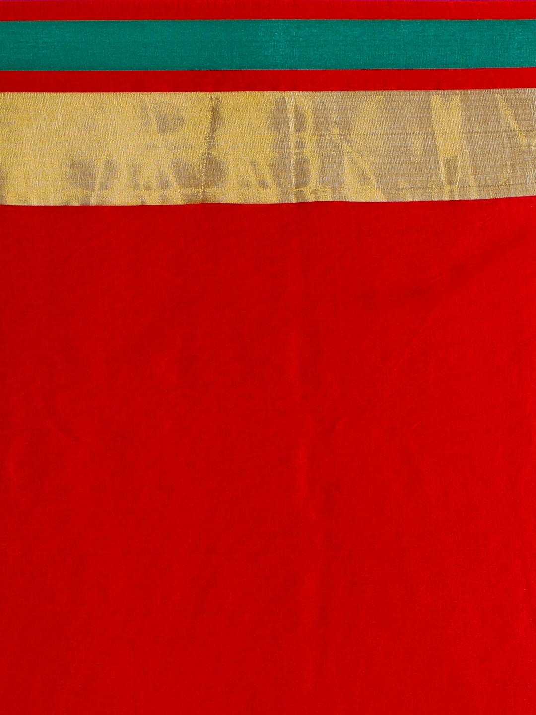 Saree Mall Red & Gold-Toned Silk Cotton Colourblocked Kanjeevaram Saree