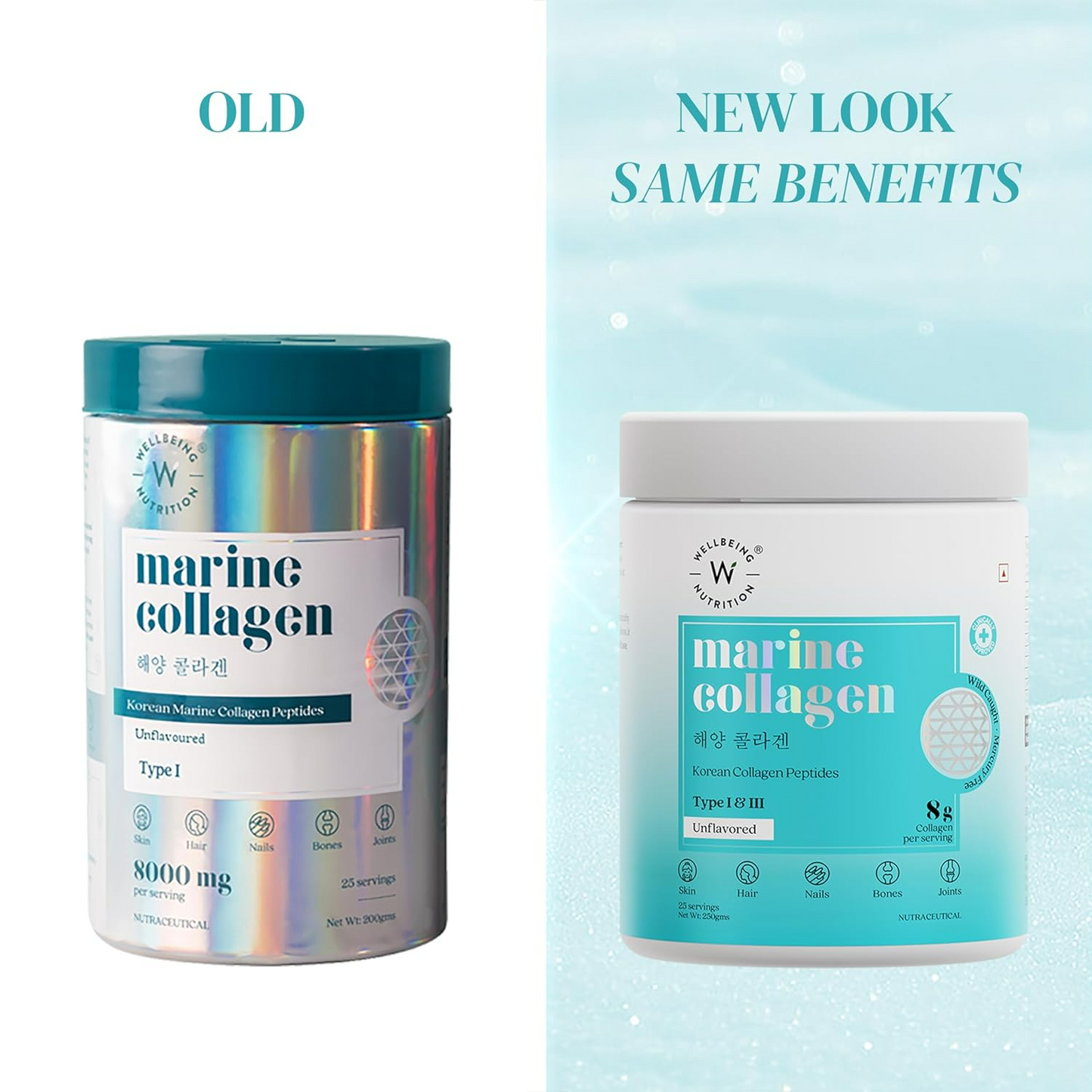 Wellbeing Nutrition Pure Korean Marine Collagen Powder - Unflavoured For Skin, Hair, Nails, Bone & Joint