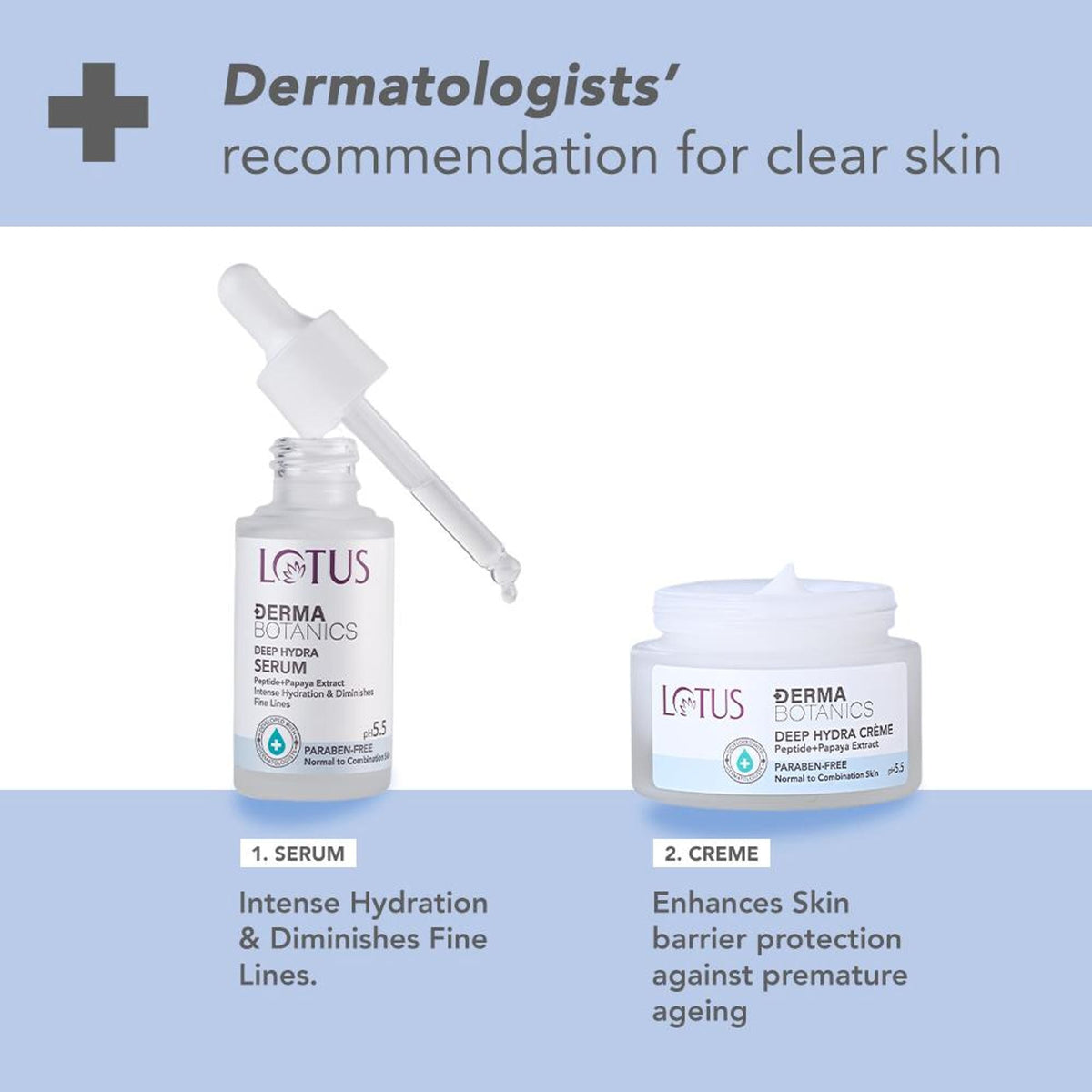 Lotus DermaBotanics Peptide + Papaya Extract Deep Hydra Creme, pH5.5, Normal to Combination Skin