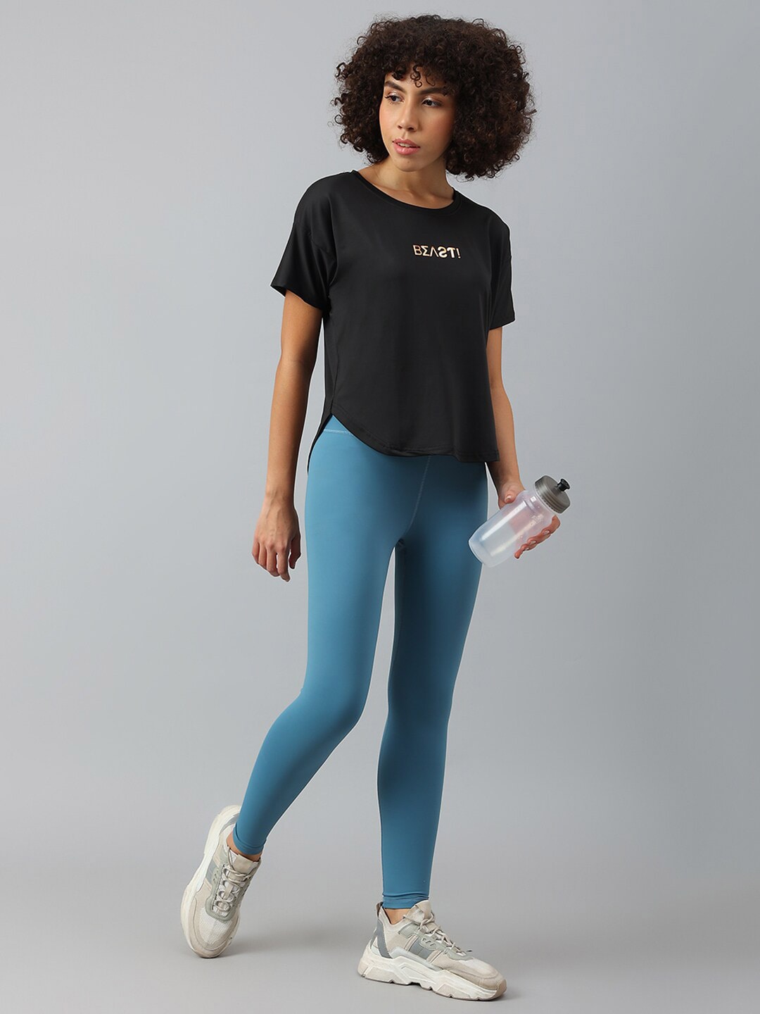 MKH Women Typography Drop-Shoulder Sleeves Dri-FIT Sports T-shirt