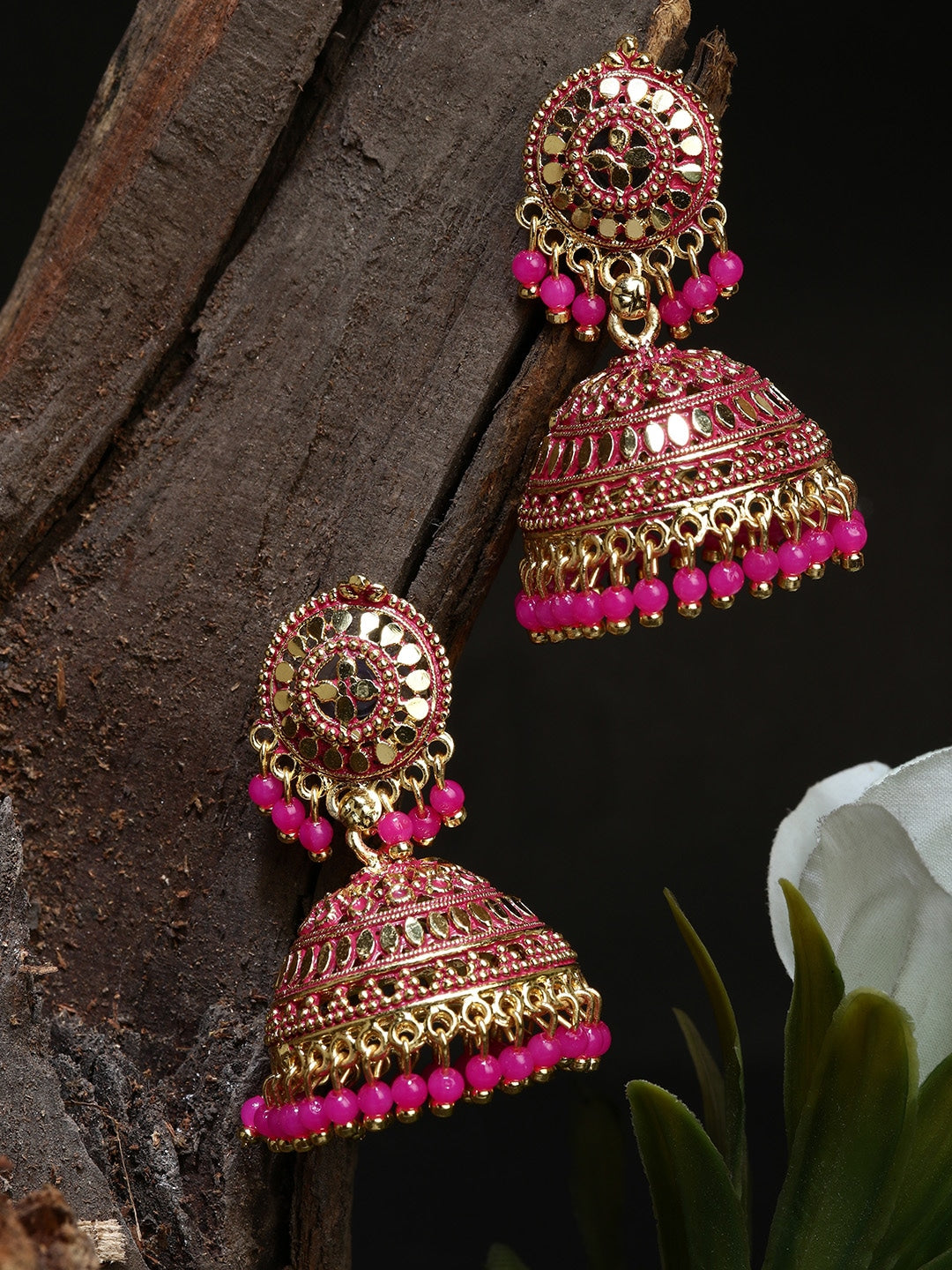 Gold-Polished Alloy Designer Brass Jhumki Earrings - The Pari